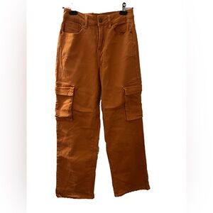 Cotton Orange Cargo Jeans
